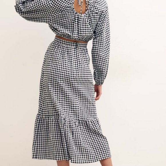 NWT Nobody's Child Black Gingham Midi Skirt (Matching Top Available) - Picture 3 of 7